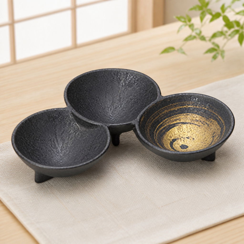 Arita-yaki trijų dalių serviravimo indas „Kuro Gold“