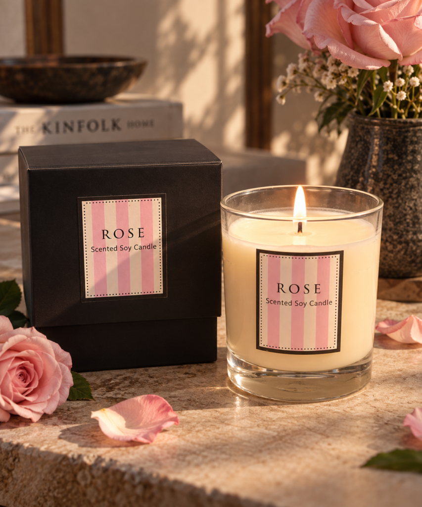 Sojų vaško kvapioji žvakė „Rose“