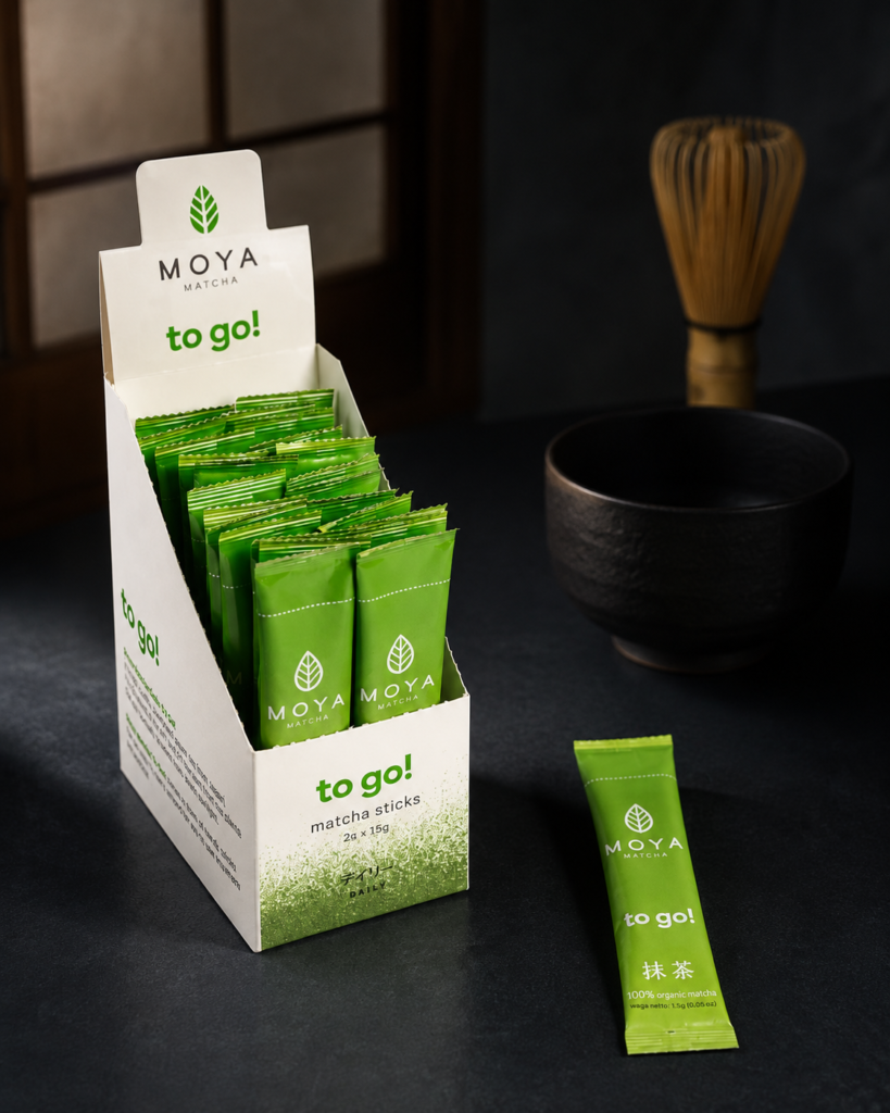 Moya BIO matcha „To Go“ pakeliuose